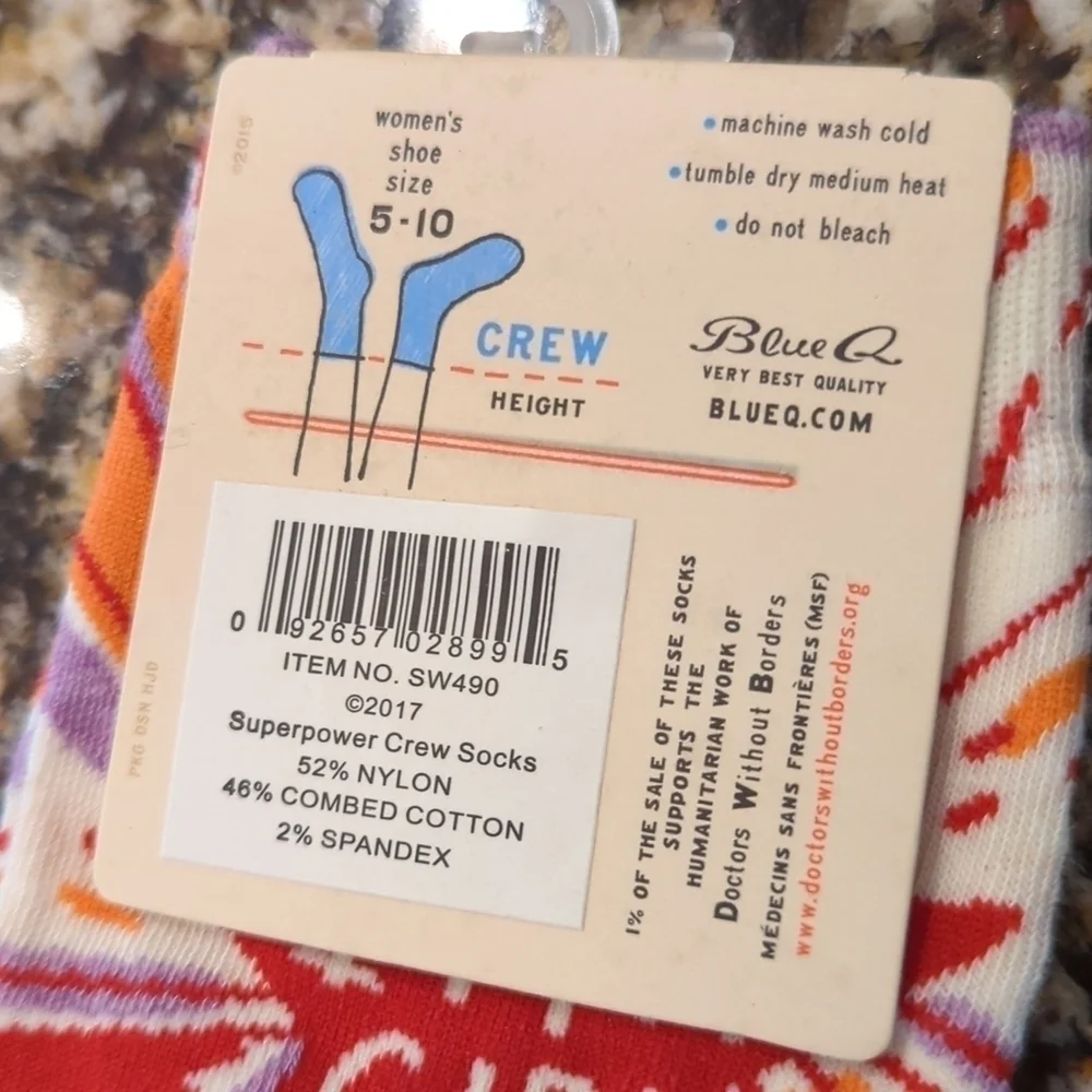 Blue Q Crew Socks I'm a girl what's your superpower Soft Combed Cotton